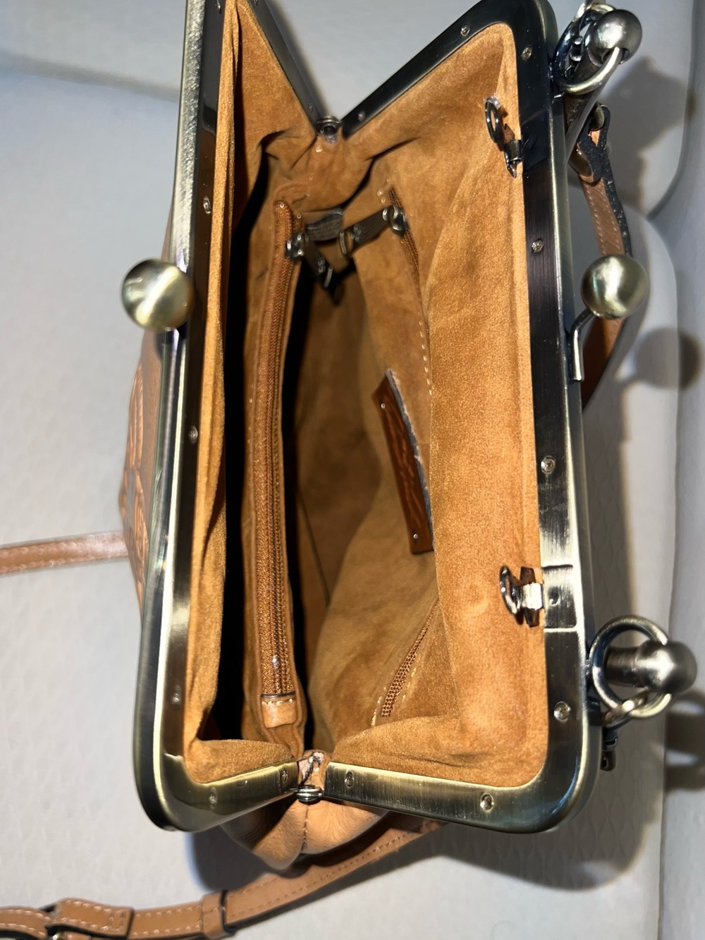 Patricia Nash Novelle Rose Tooled Leather Satchel - Cross Body - Picture 7 of 12